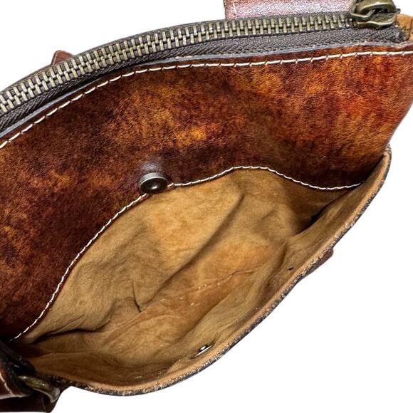 Patricia Nash Floral Tooled Embossed Leather Crossbody Bag Brown Distressed Boho - Picture 5 of 8